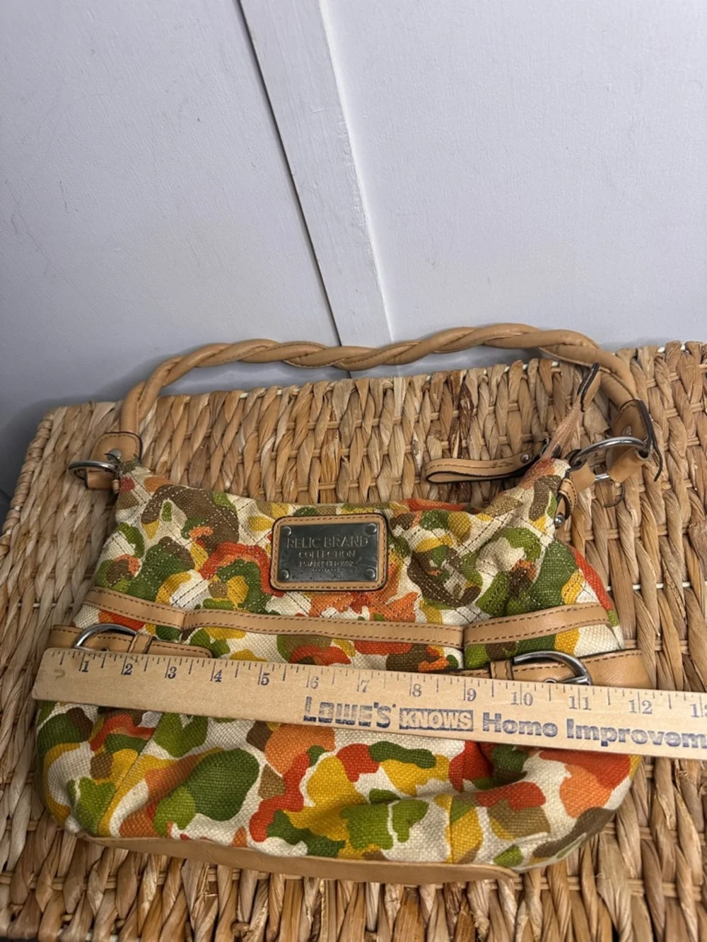 Relic Multicolor Canvas Shoulder Bag - Green/Orange/Yellow Floral Print
